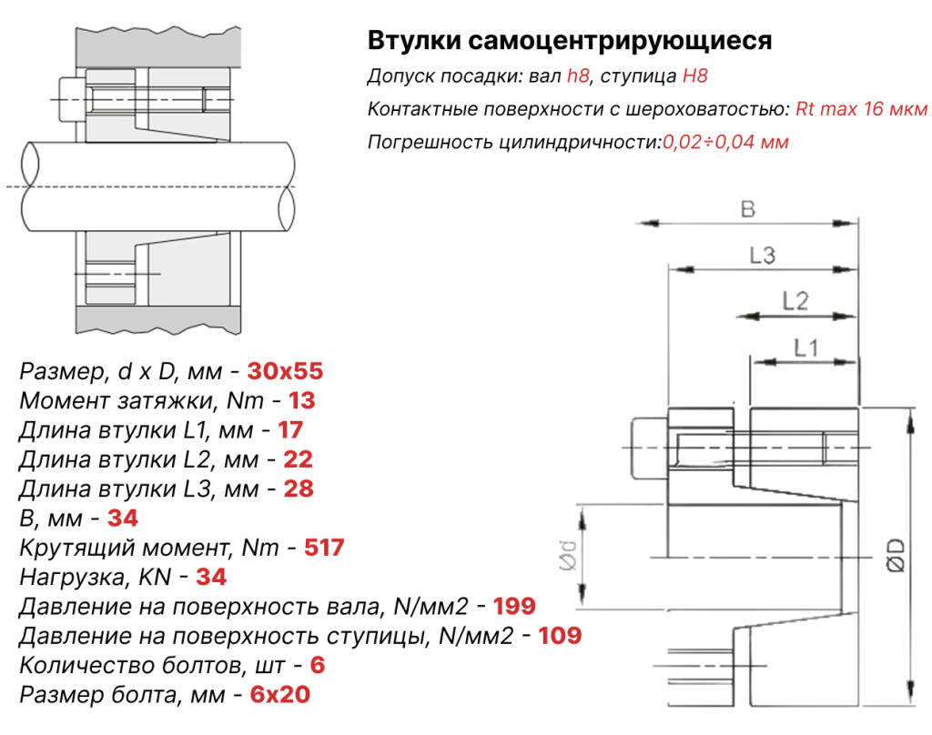 Чертеж втулка зажимная ВК13 30х55